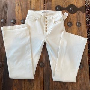 J BRAND Button Fly Flared White Denim Size 28 NWT